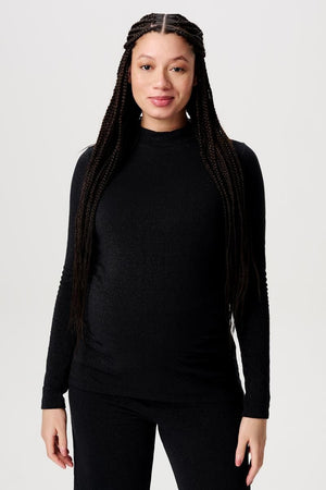 Black Glitter Mockneck